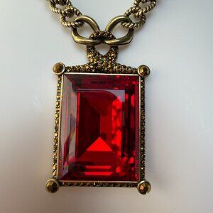 Massive Heidi Daus Charmed Nouveau 19" Beaded Siam Red Crystal Drop Necklace